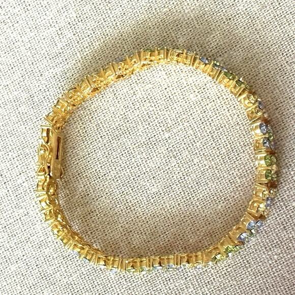 Vintage Joan Rivers Floral Swarovski Bracelet 7.75” Pastel Fairycore Signed - Picture 3 of 8